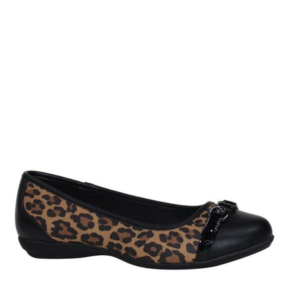 Leopard Print Memory Foam Ballet  Flats With Patent Buckle Detail New With Tags - Picture 1 of 8